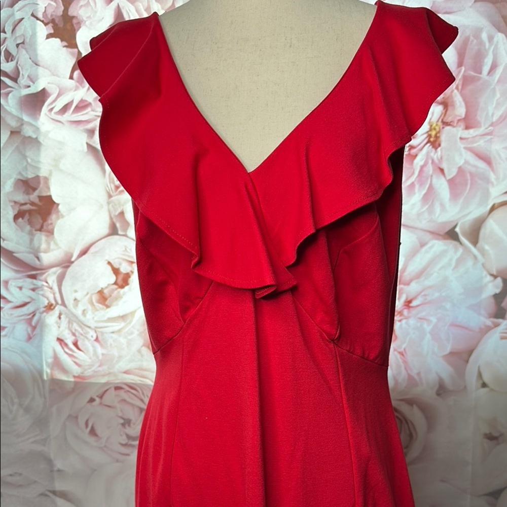 Love Squared Red Ruffled V-Neck Sundress